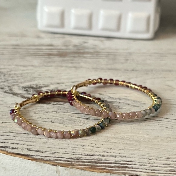 Hoop Earrings - Beautiful Seed Beads - Picture 6 of 7